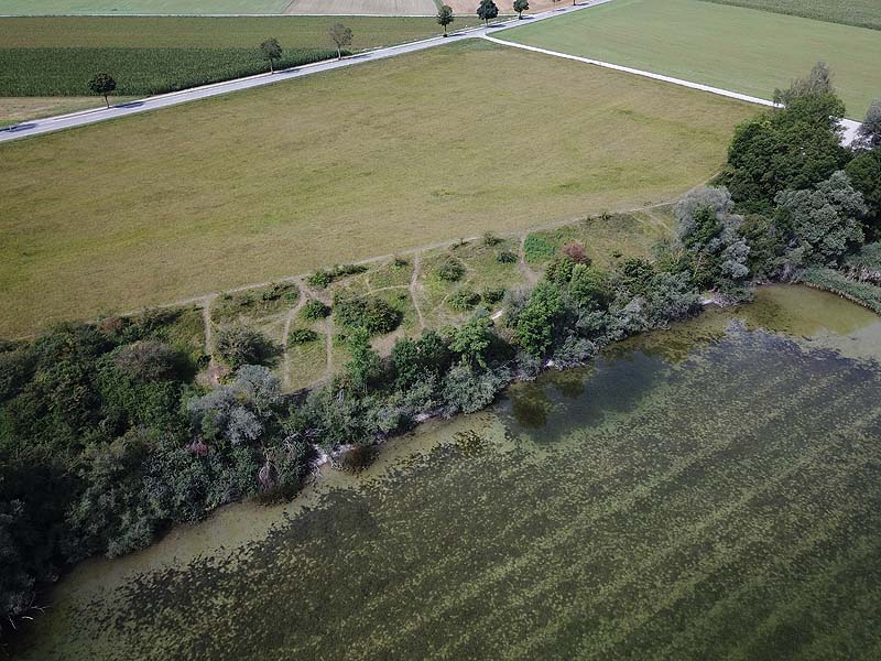 Luftaufnahme vom Alten Echinger See in Eching aus dem Jahr 2019