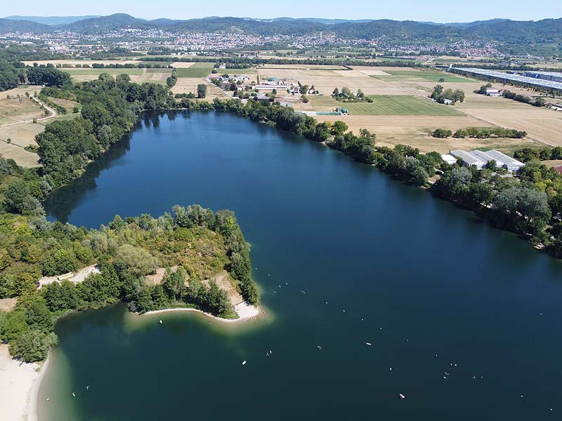 Luftaufnahme, Luftbild vom Badesee Heddesheim