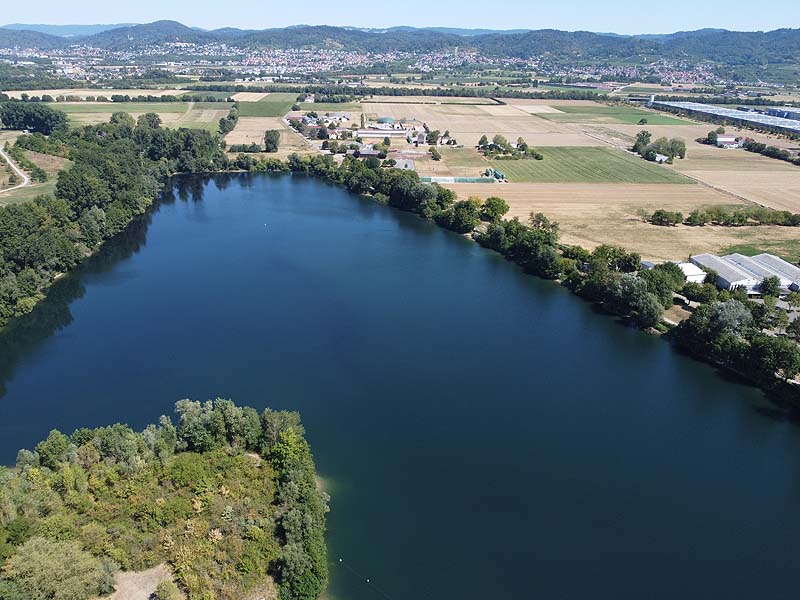 Luftaufnahme, Luftbild vom Badesee Heddesheim