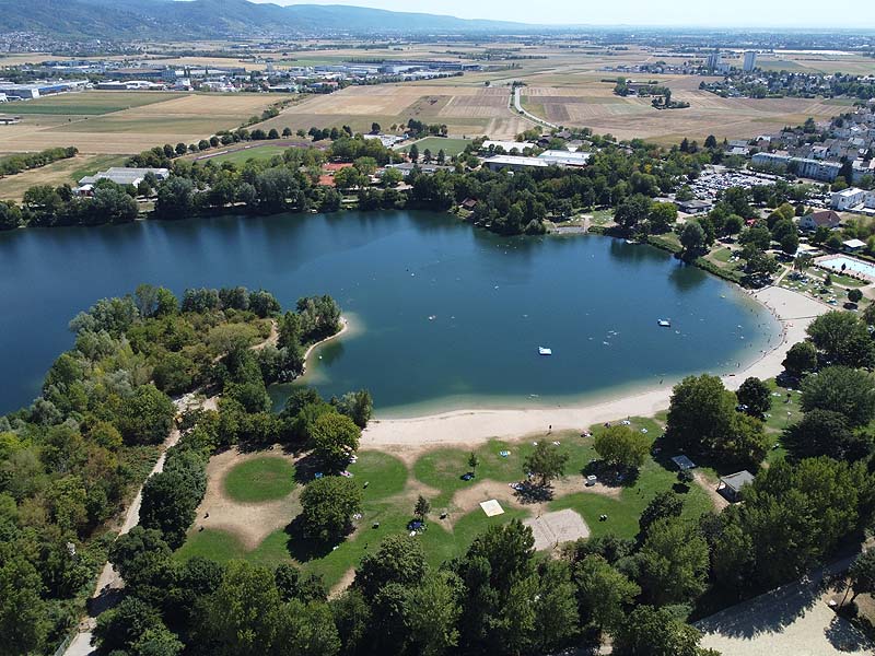 Luftaufnahme, Luftbild vom Badesee Heddesheim