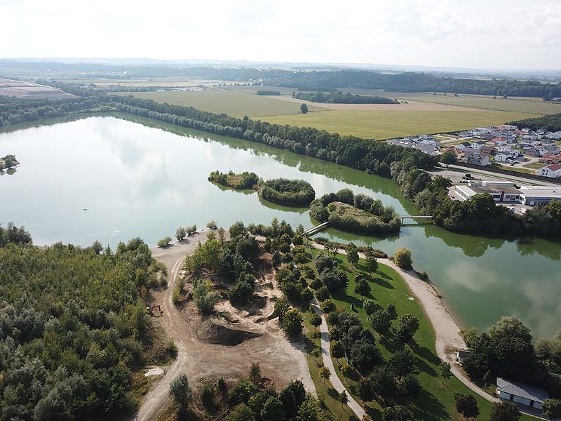 Luftaufnahme, Luftbild vom Badesee Pocking