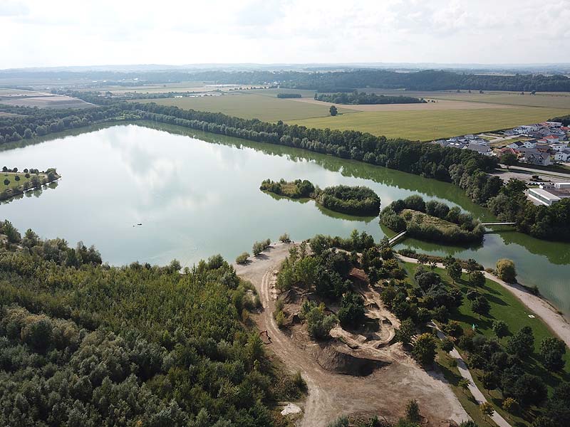 Luftaufnahme, Luftbild vom Badesee Pocking