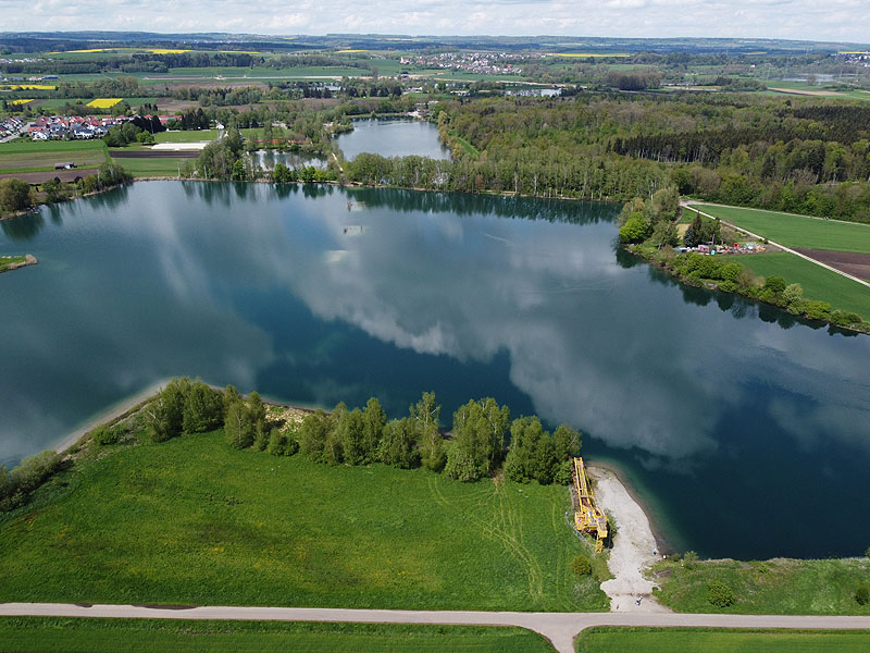 Luftaufnahme, Luftbild vom Ersinger See in Erbach-Ersingen