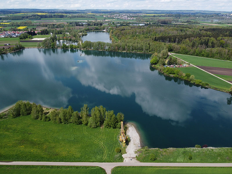 Luftaufnahme, Luftbild vom Ersinger See in Erbach-Ersingen