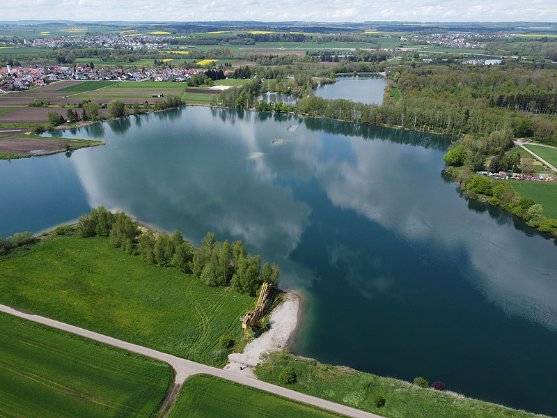 Luftaufnahme, Luftbild vom Ersinger See in Erbach-Ersingen