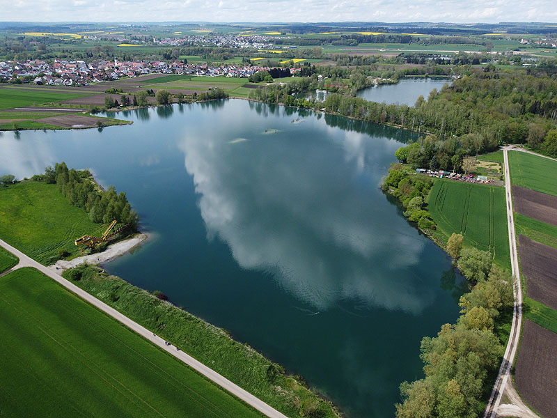 Luftaufnahme, Luftbild vom Ersinger See in Erbach-Ersingen