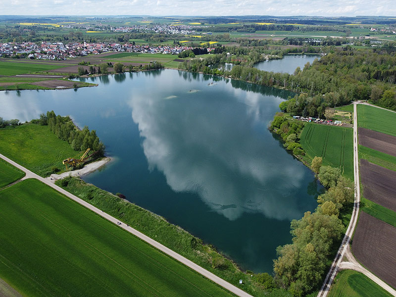 Luftaufnahme, Luftbild vom Ersinger See in Erbach-Ersingen
