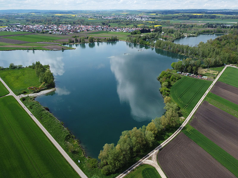 Luftaufnahme, Luftbild vom Ersinger See in Erbach-Ersingen