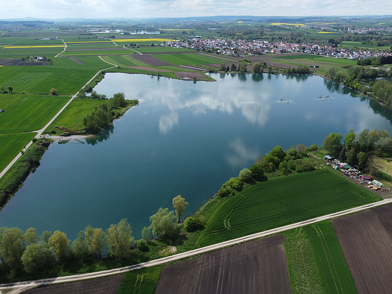 Luftaufnahme, Luftbild vom Ersinger See in Erbach-Ersingen