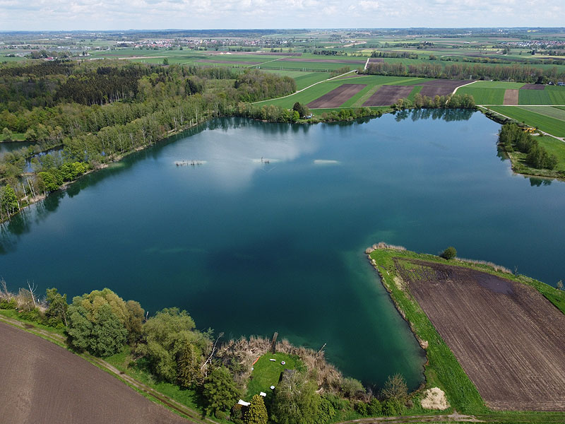 Luftaufnahme, Luftbild vom Ersinger See in Erbach-Ersingen