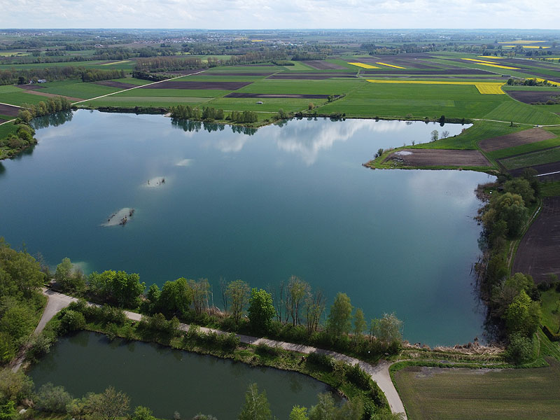 Luftaufnahme, Luftbild vom Ersinger See in Erbach-Ersingen
