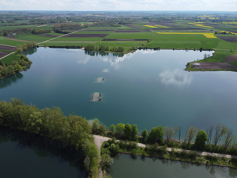 Luftaufnahme, Luftbild vom Ersinger See in Erbach-Ersingen