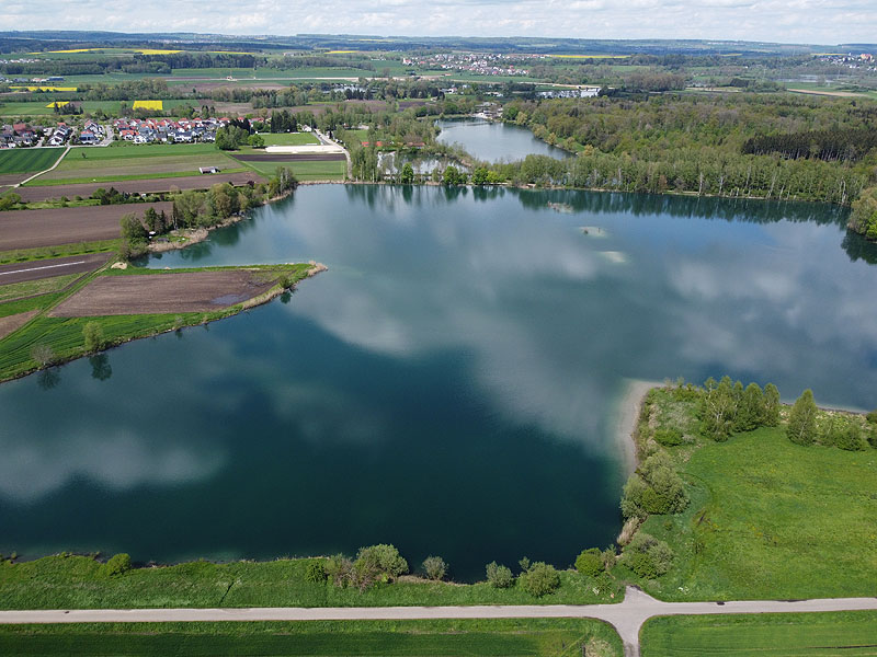 Luftaufnahme, Luftbild vom Ersinger See in Erbach-Ersingen