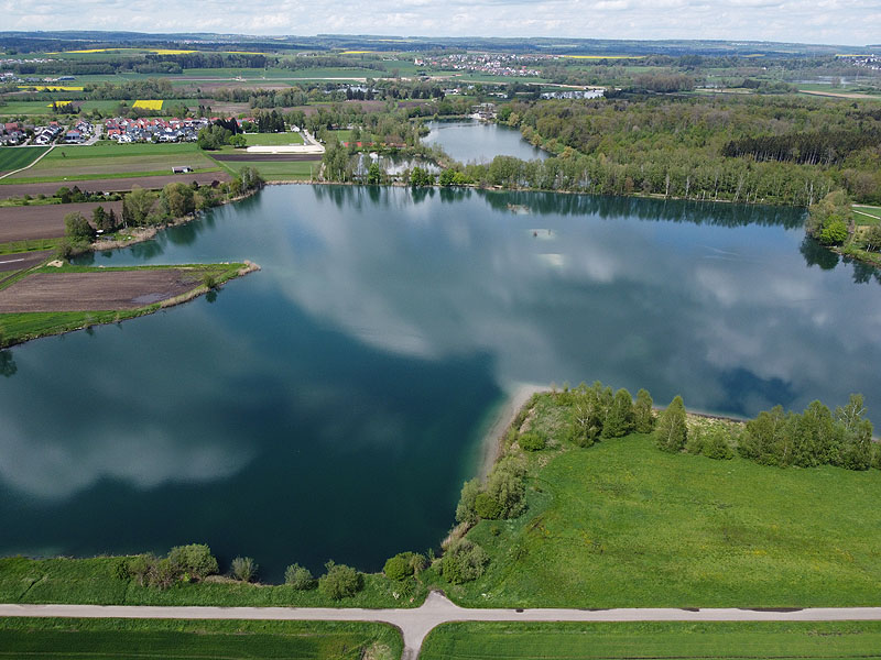 Luftaufnahme, Luftbild vom Ersinger See in Erbach-Ersingen