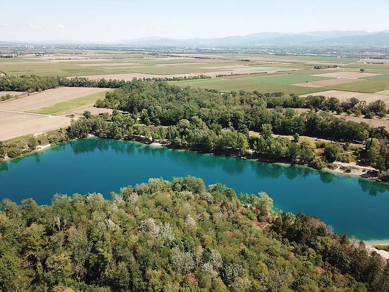 Luftaufnahme, Luftbild vom Baggersee Zienken