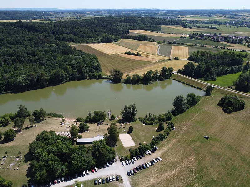 Luftaufnahme, Luftbild vom Degenbachstausee in Jagstheim