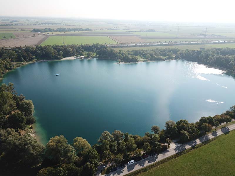 Luftaufnahme, Luftbild vom Echinger See in Eching