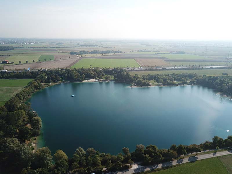 Luftaufnahme, Luftbild vom Echinger See in Eching