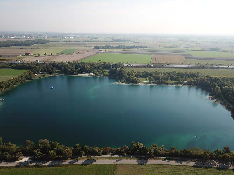 Luftaufnahme, Luftbild vom Echinger See in Eching