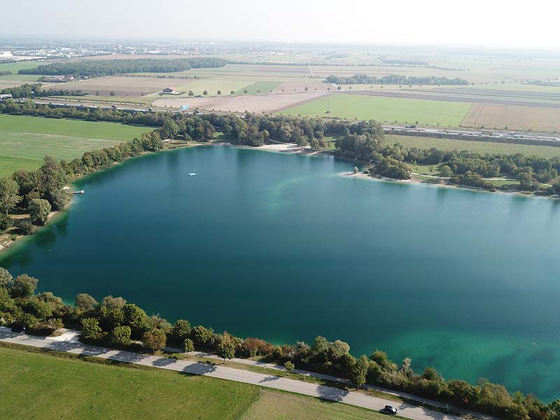 Luftaufnahme, Luftbild vom Echinger See in Eching
