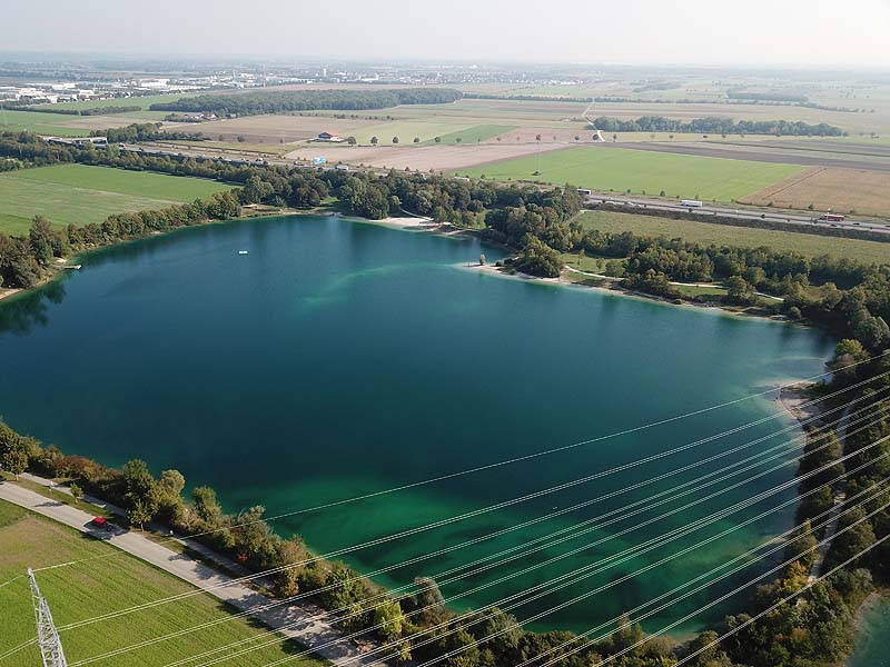Luftaufnahme, Luftbild vom Echinger See in Eching
