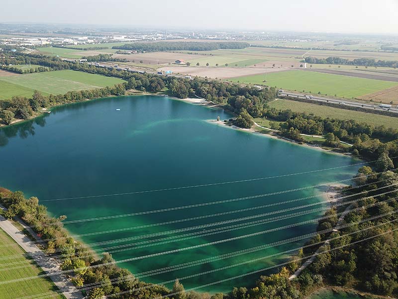 Luftaufnahme, Luftbild vom Echinger See in Eching