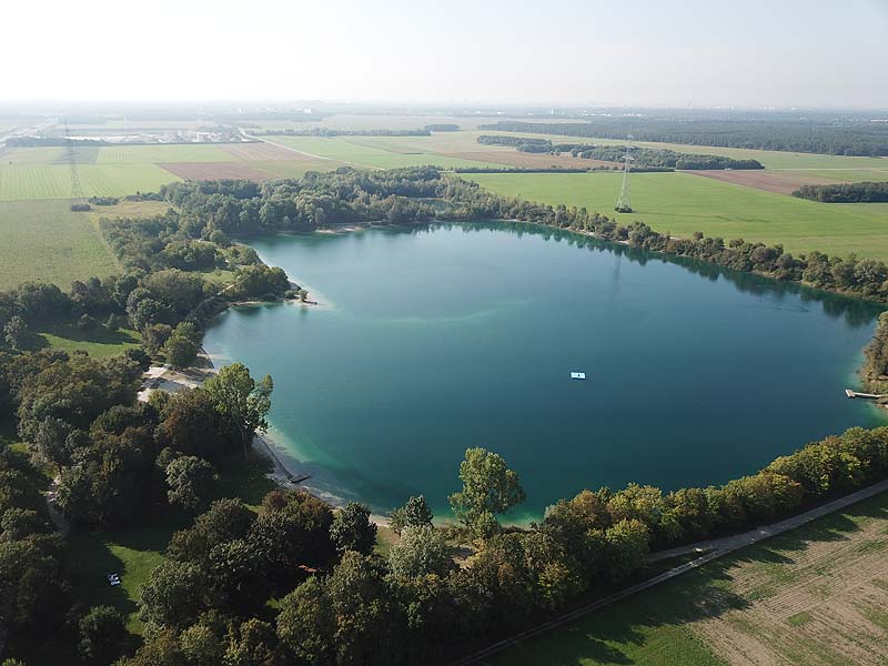 Luftaufnahme, Luftbild vom Echinger See in Eching