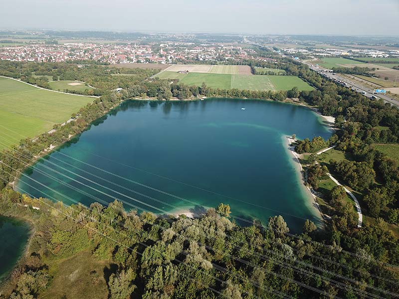 Luftaufnahme, Luftbild vom Echinger See in Eching