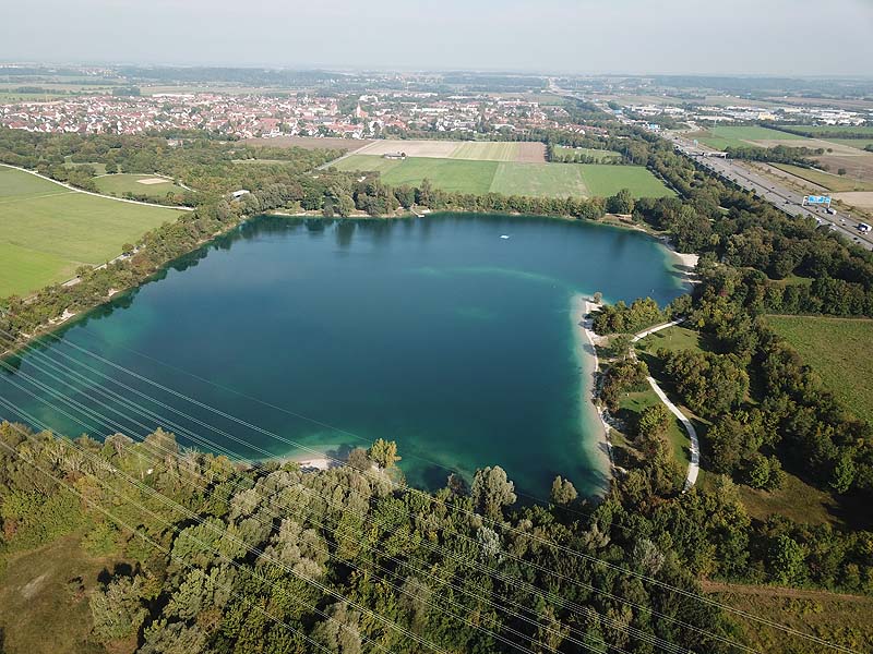 Luftaufnahme, Luftbild vom Echinger See in Eching