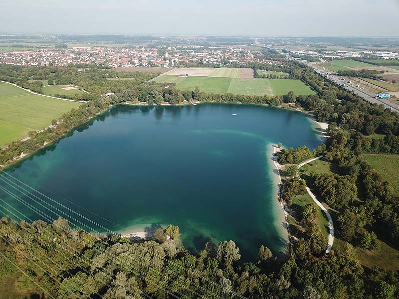 Luftaufnahme, Luftbild vom Echinger See in Eching