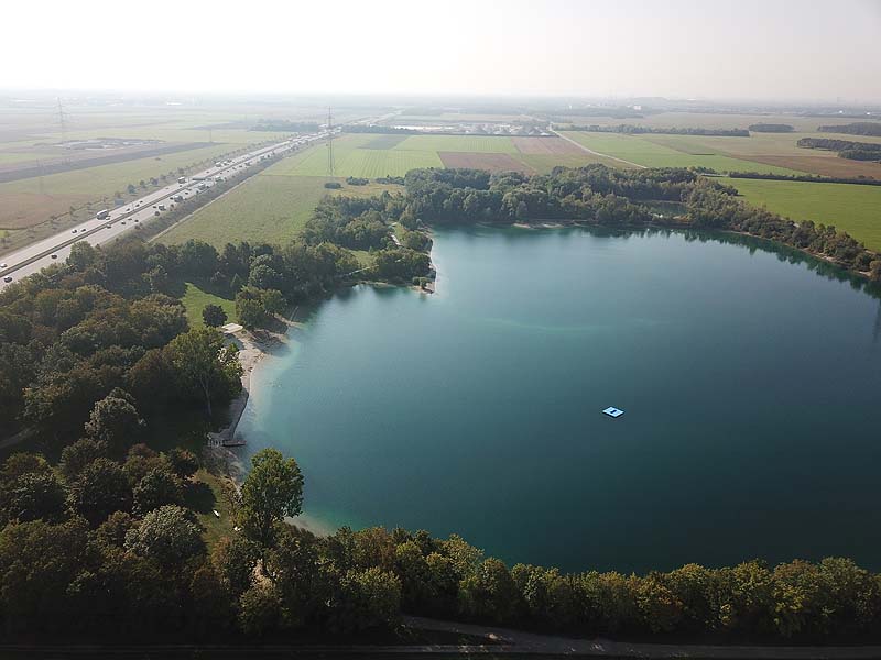 Luftaufnahme, Luftbild vom Echinger See in Eching