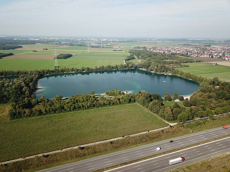 Luftaufnahme, Luftbild vom Echinger See in Eching