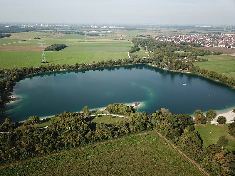 Luftaufnahme, Luftbild vom Echinger See in Eching