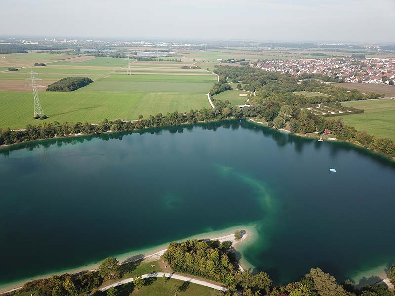 Luftaufnahme, Luftbild vom Echinger See in Eching