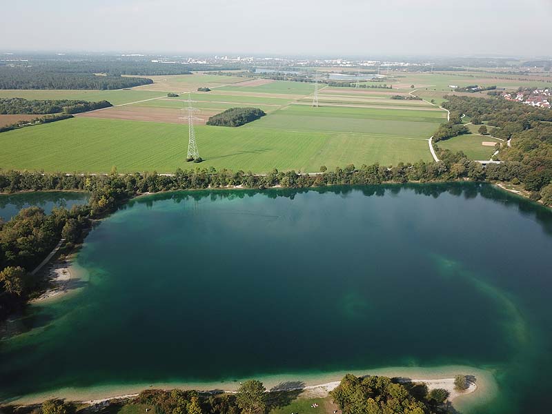 Luftaufnahme, Luftbild vom Echinger See in Eching
