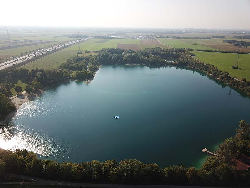 Luftaufnahme, Luftbild vom Echinger See in Eching