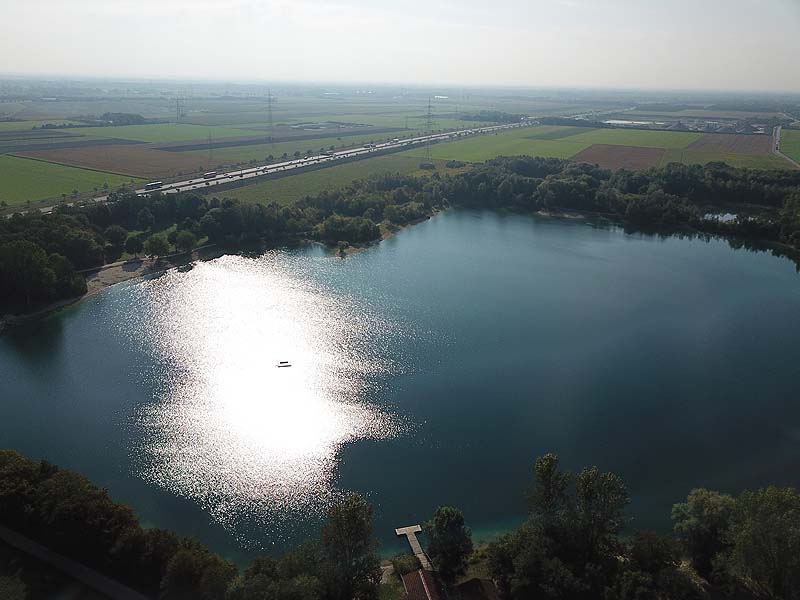 Luftaufnahme, Luftbild vom Echinger See in Eching