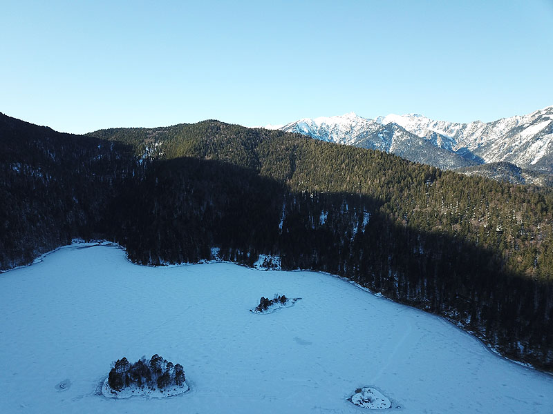 Luftaufnahme, Luftbild vom Eibsee in Garmisch-Partenkirchen