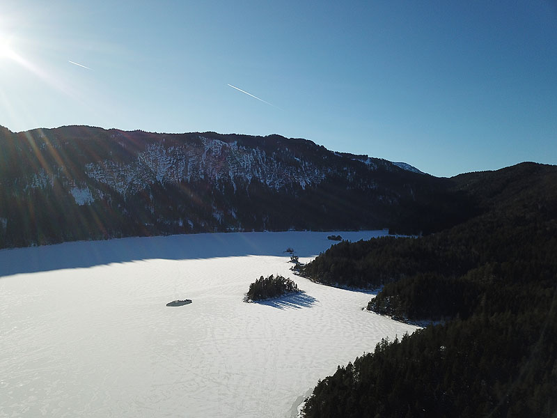 Luftaufnahme, Luftbild vom Eibsee in Garmisch-Partenkirchen