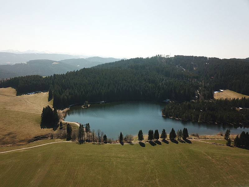 Luftaufnahme, Luftbild vom Eschacher Weiher in Kempten im Allgäu