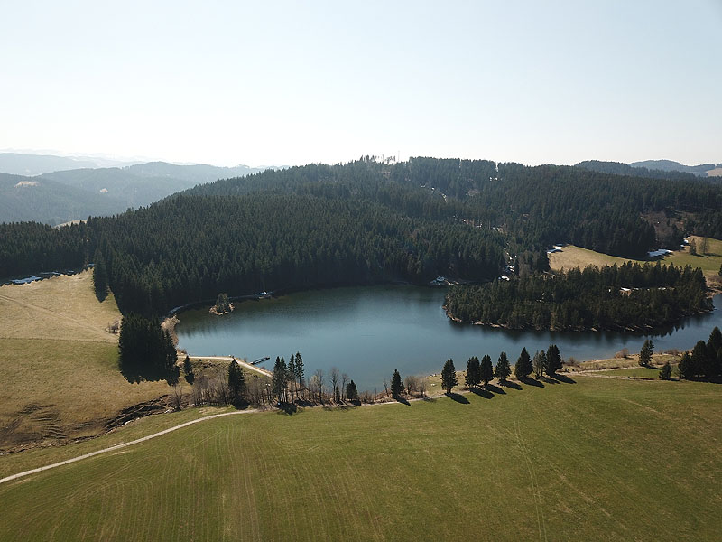 Luftaufnahme, Luftbild vom Eschacher Weiher in Kempten im Allgäu