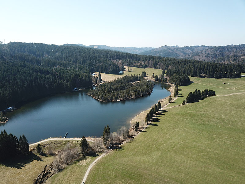 Luftaufnahme, Luftbild vom Eschacher Weiher in Kempten im Allgäu