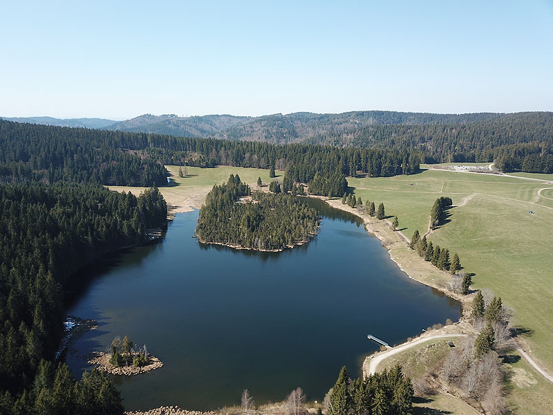 Luftaufnahme, Luftbild vom Eschacher Weiher in Kempten im Allgäu