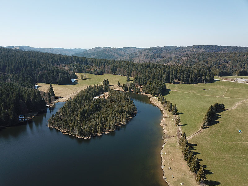 Luftaufnahme, Luftbild vom Eschacher Weiher in Kempten im Allgäu