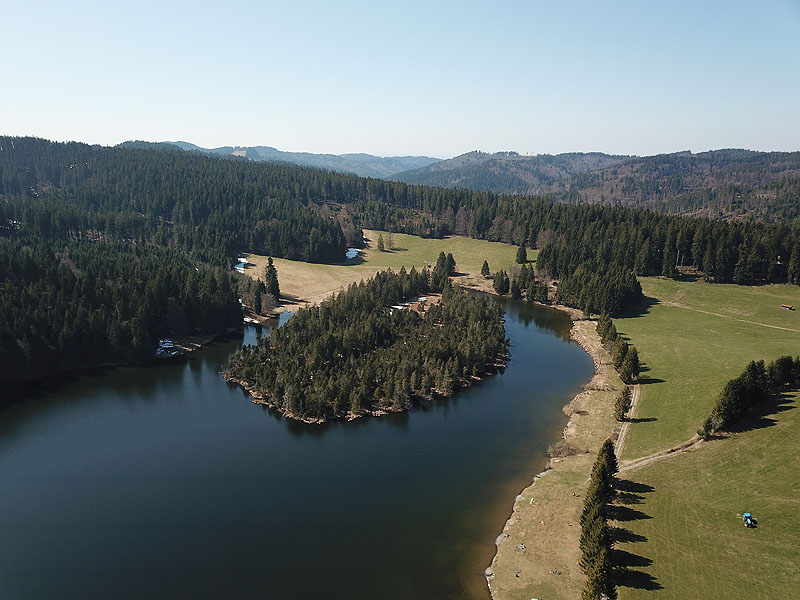 Luftaufnahme, Luftbild vom Eschacher Weiher in Kempten im Allgäu