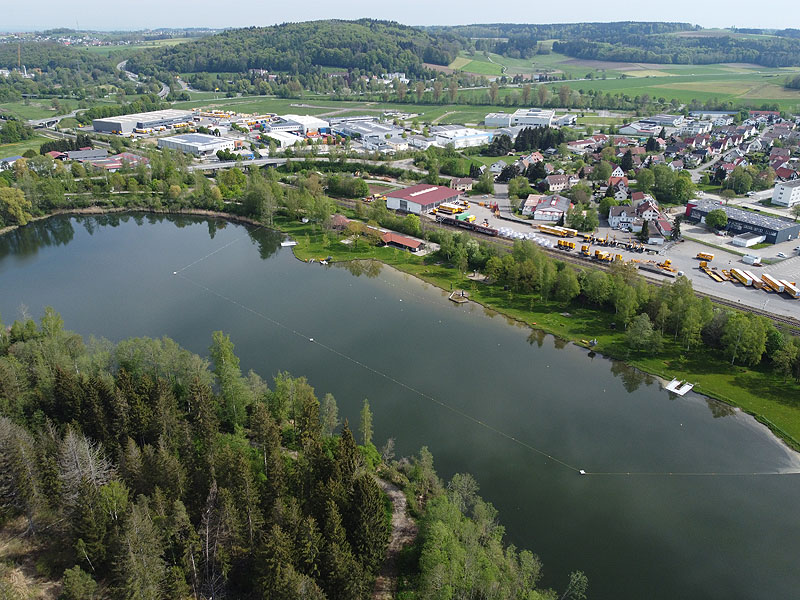 Luftaufnahme, Luftbild vom Freibad Ummendorf in Baden-Württemberg