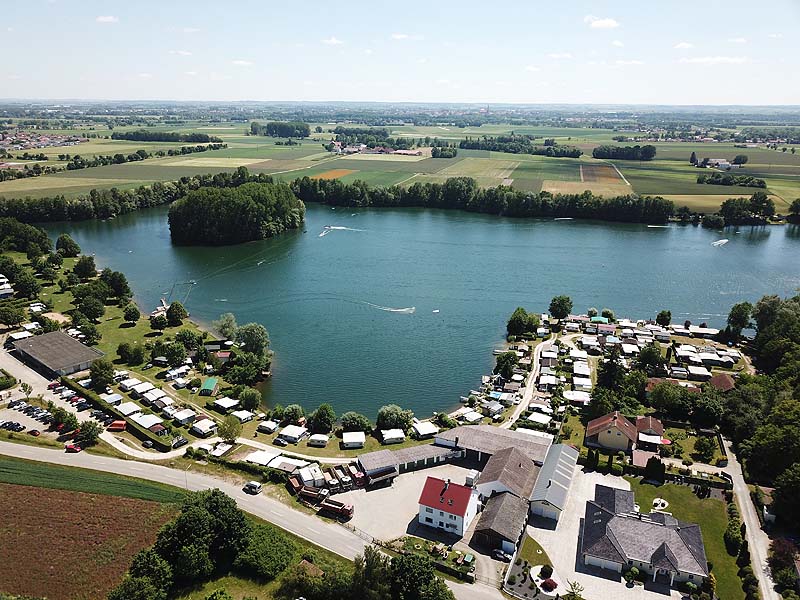 Luftaufnahme, Luftbild vom Friedenhainsee in Parkstetten bei Straubing