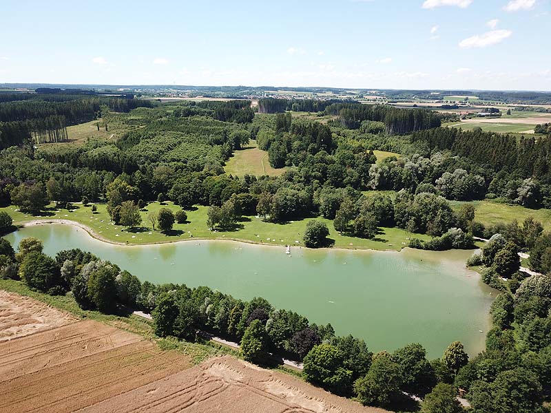 Luftaufnahme, Luftbild vom Germeringer See