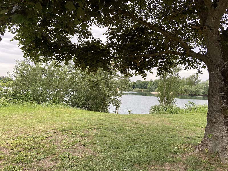 Der Badesee Strandbad Gifiz in Offenburg in Baden-Württemberg