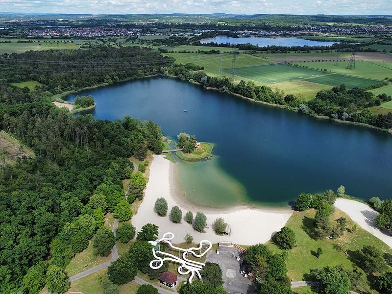 Luftaufnahme, Luftbild vom Heidesee in Forst